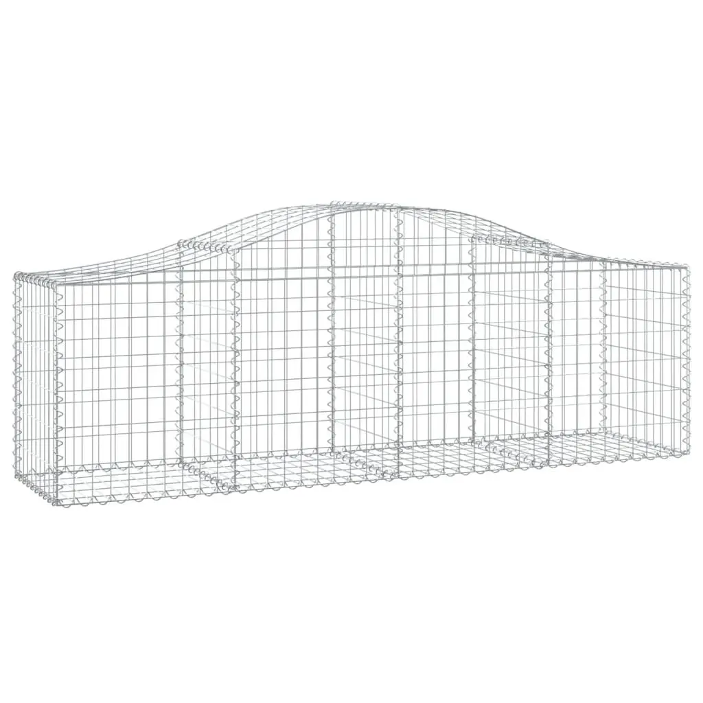 Arched Gabion Basket Silver 200x50x60/80 cm Decorative Garden Barrier Retaining Wall