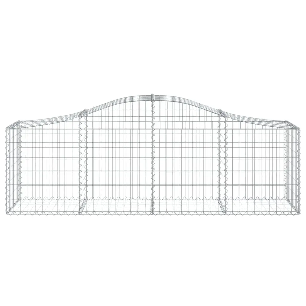 Arched Gabion Basket Silver 200x50x60/80 cm Decorative Garden Barrier Retaining Wall