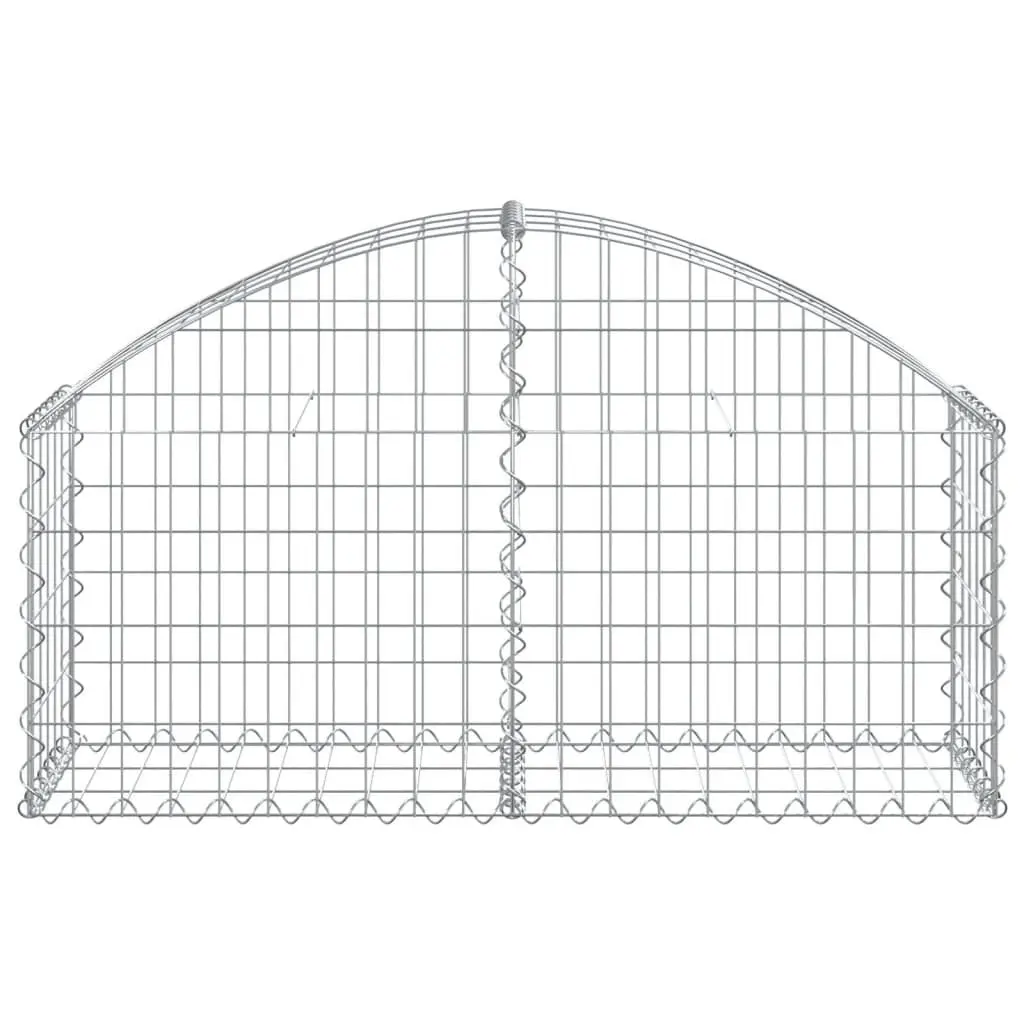 Gabion Basket Silver Arched 100 x 30 x 40/60 cm Decorative Outdoor Garden Barrier