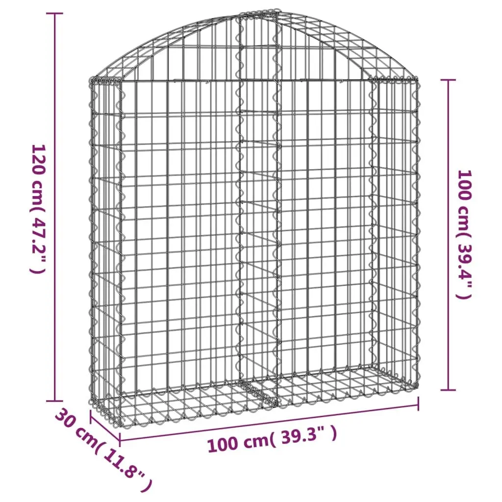 Arched Gabion Basket Silver 100x30x100120 cm Garden Barrier Retaining Wall Outdoor