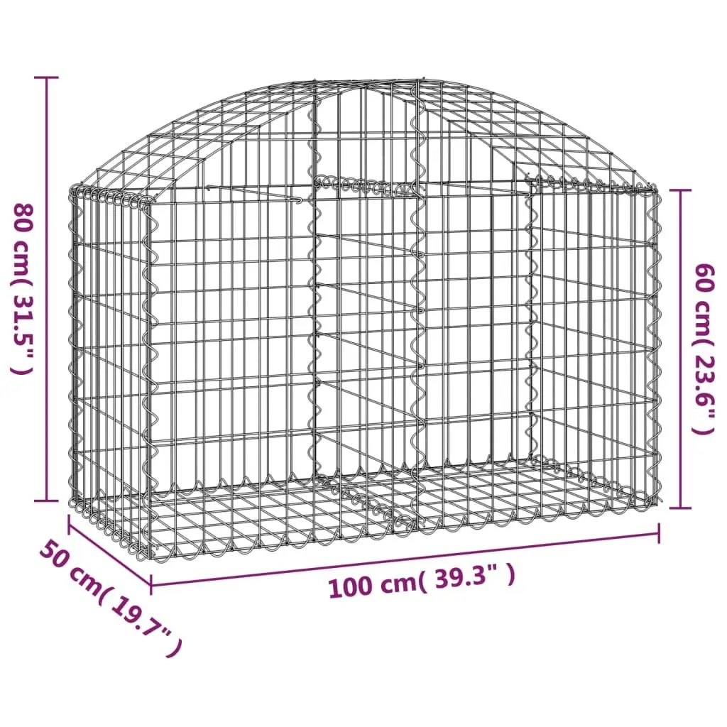 Gabion Basket Silver 100x50x60cm Decorative Arched Garden Barrier Retaining Wall