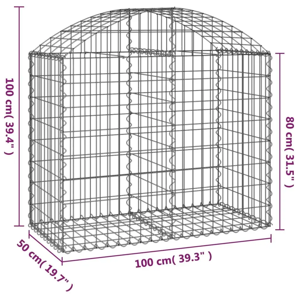 Arched Gabion Basket 100x50x80/100 cm Garden Decorative Retaining Wall Barrier