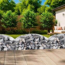 Arched Gabion Basket 150x50x40/60 cm Garden Barrier Retaining Wall Decorative