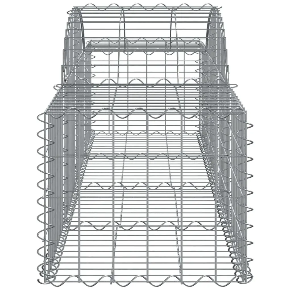 Gabion Basket Silver Arched Garden Barrier Retaining Wall 200x50x40/60cm Sound-Insulating Durable Galvanised Iron Construction