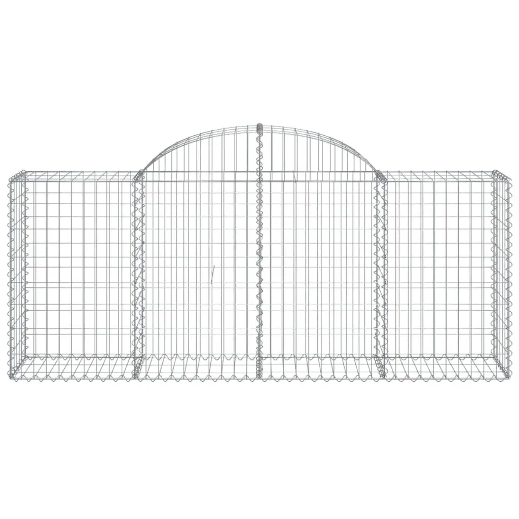 Arched Gabion Basket Silver 200x50x80/100 cm Decorative Garden Barrier Retaining Wall