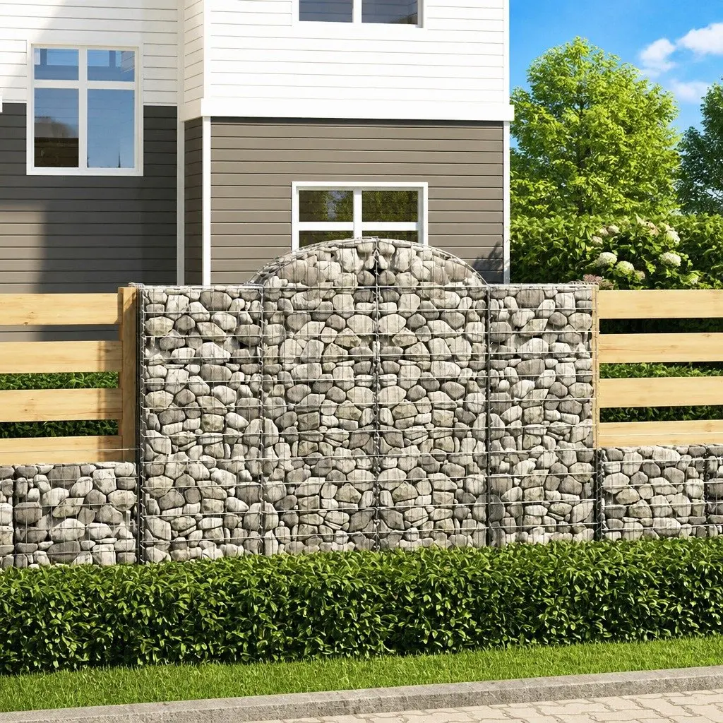Gabion Basket Silver Arched 200x50x140160cm Garden Barrier Retaining Wall Decorative Cage