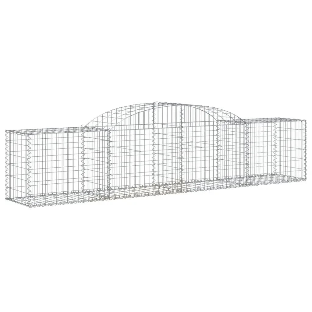 Arched Gabion Basket Silver 300 x 50 x 60/80 cm Decorative Garden Barrier Retaining Wall