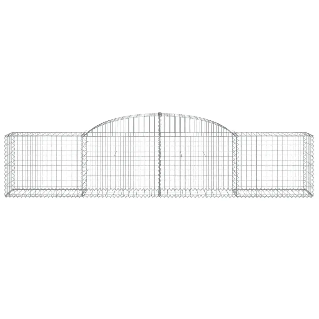 Arched Gabion Basket Silver 300 x 50 x 60/80 cm Decorative Garden Barrier Retaining Wall