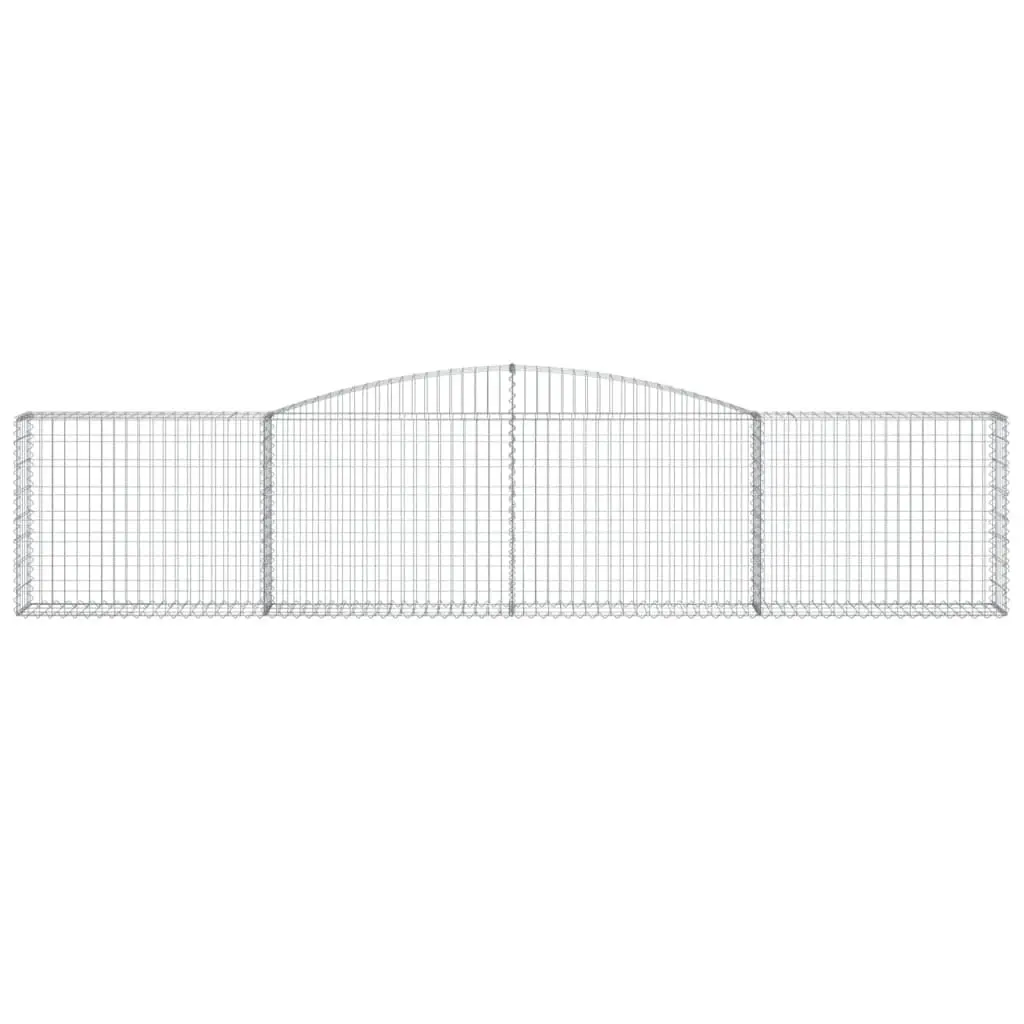 Arched Gabion Basket Silver 400x30x80/100cm Decorative Garden Barrier Sound-Insulating Retaining Wall