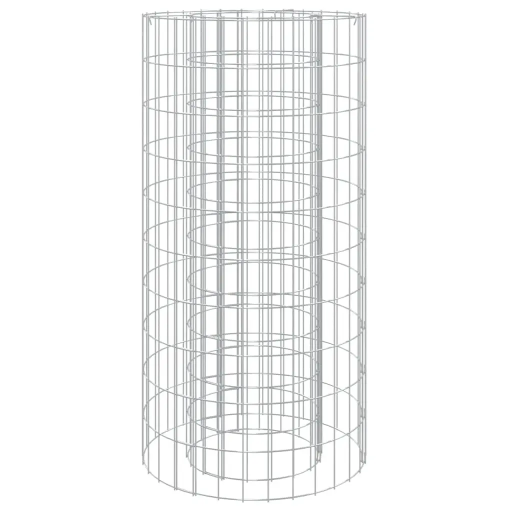 Gabion Fire Pit Silver 50cm Durable Galvanised Iron Outdoor Fireplace Heater