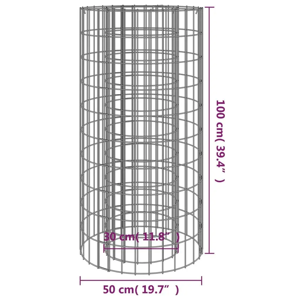 Gabion Fire Pit Silver 50cm Durable Galvanised Iron Outdoor Fireplace Heater