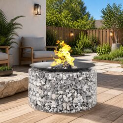 Gabion Fire Pit Ø 100 cm Galvanised Iron for Your Patio