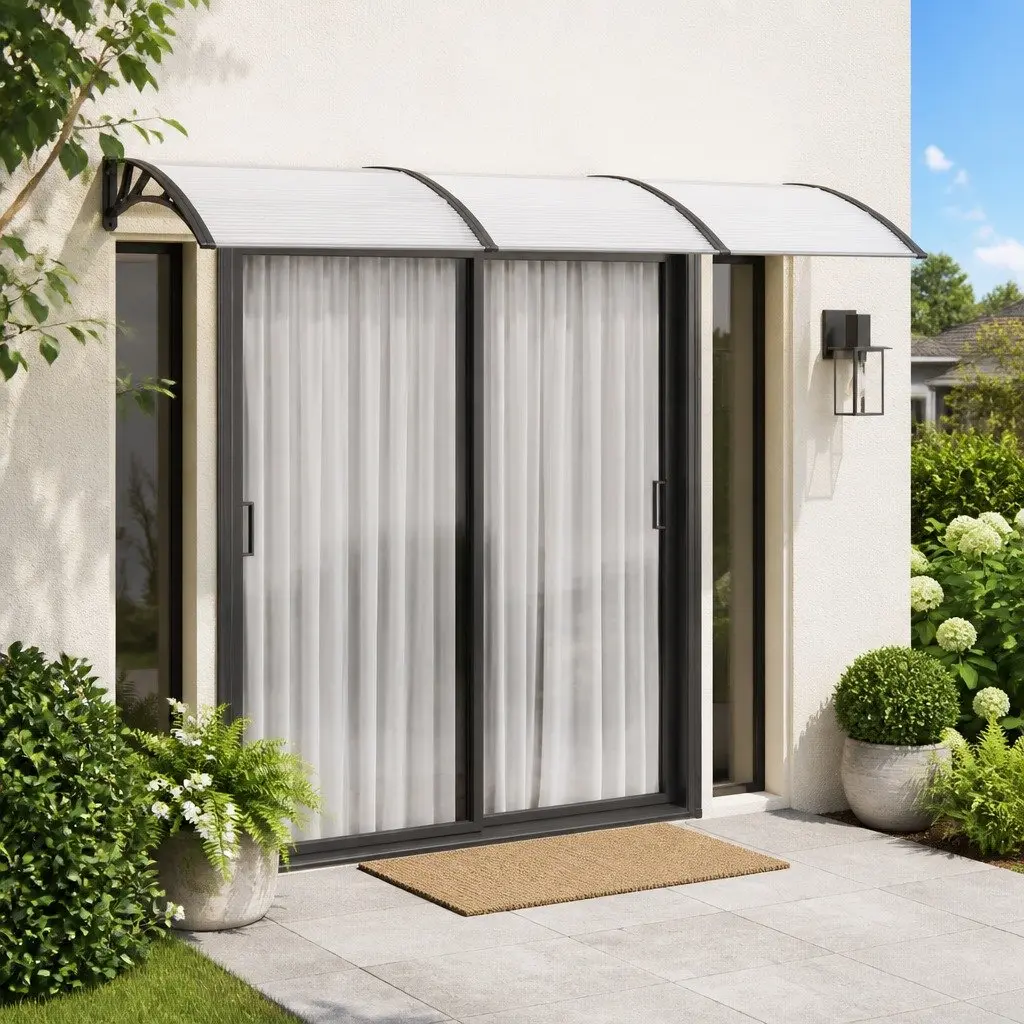 Door Canopy Black 300x100 cm Polycarbonate Weather Protection