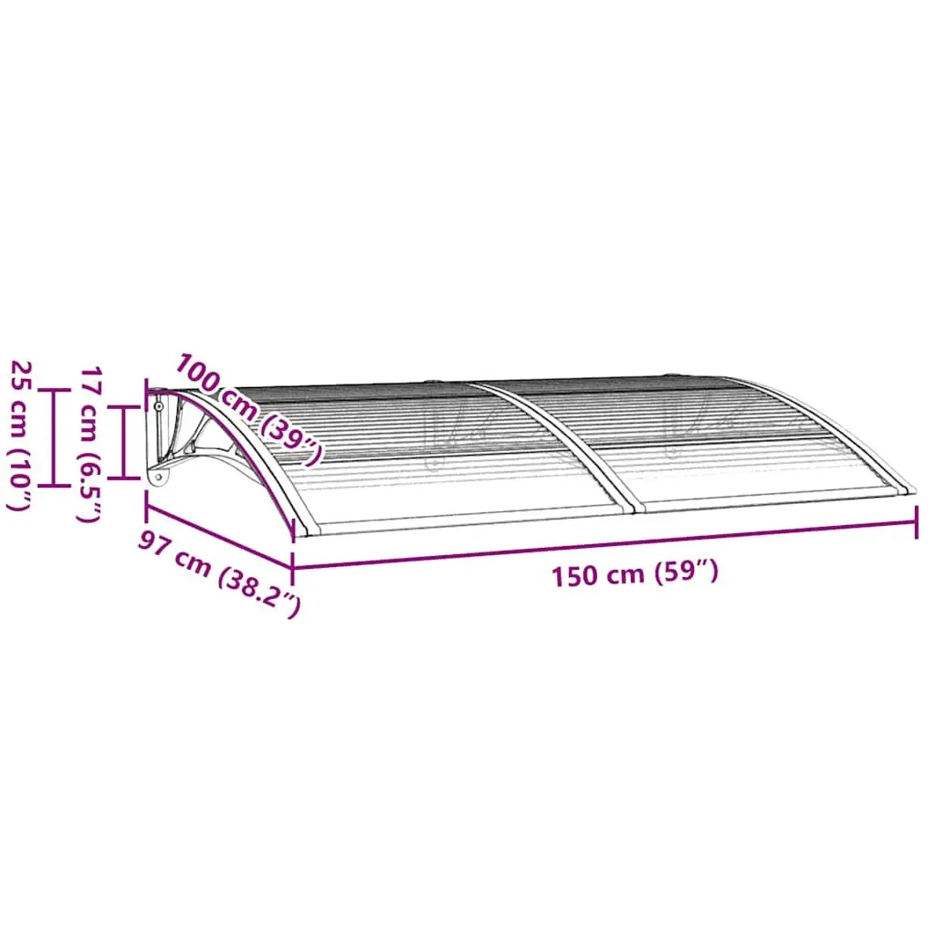 Door Canopy Black 150x100cm Weather-resistant Polycarbonate Awning