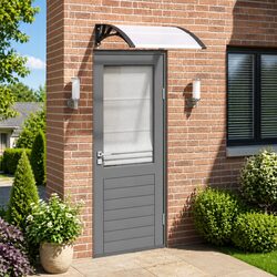 Compact Black Door Canopy 80x75cm for Weather Protection