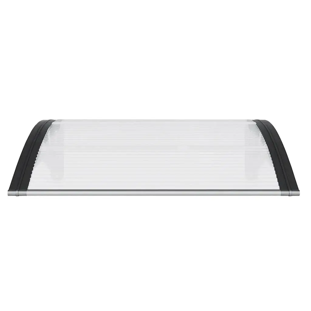Door Canopy Black 100x75cm Weather Resistant Hollow Polycarbonate with ABS Brackets and Aluminium Frame