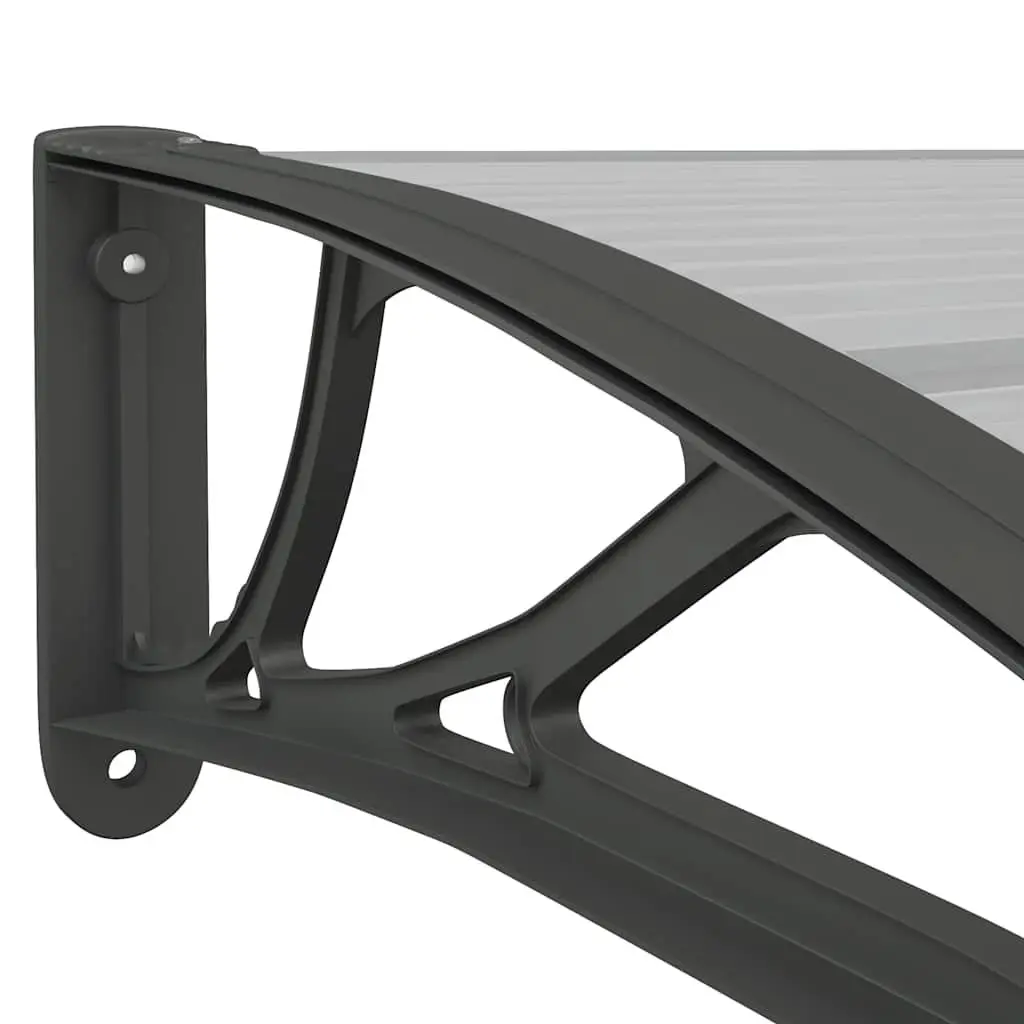 Door Canopy Black 100x75cm Weather Resistant Hollow Polycarbonate with ABS Brackets and Aluminium Frame