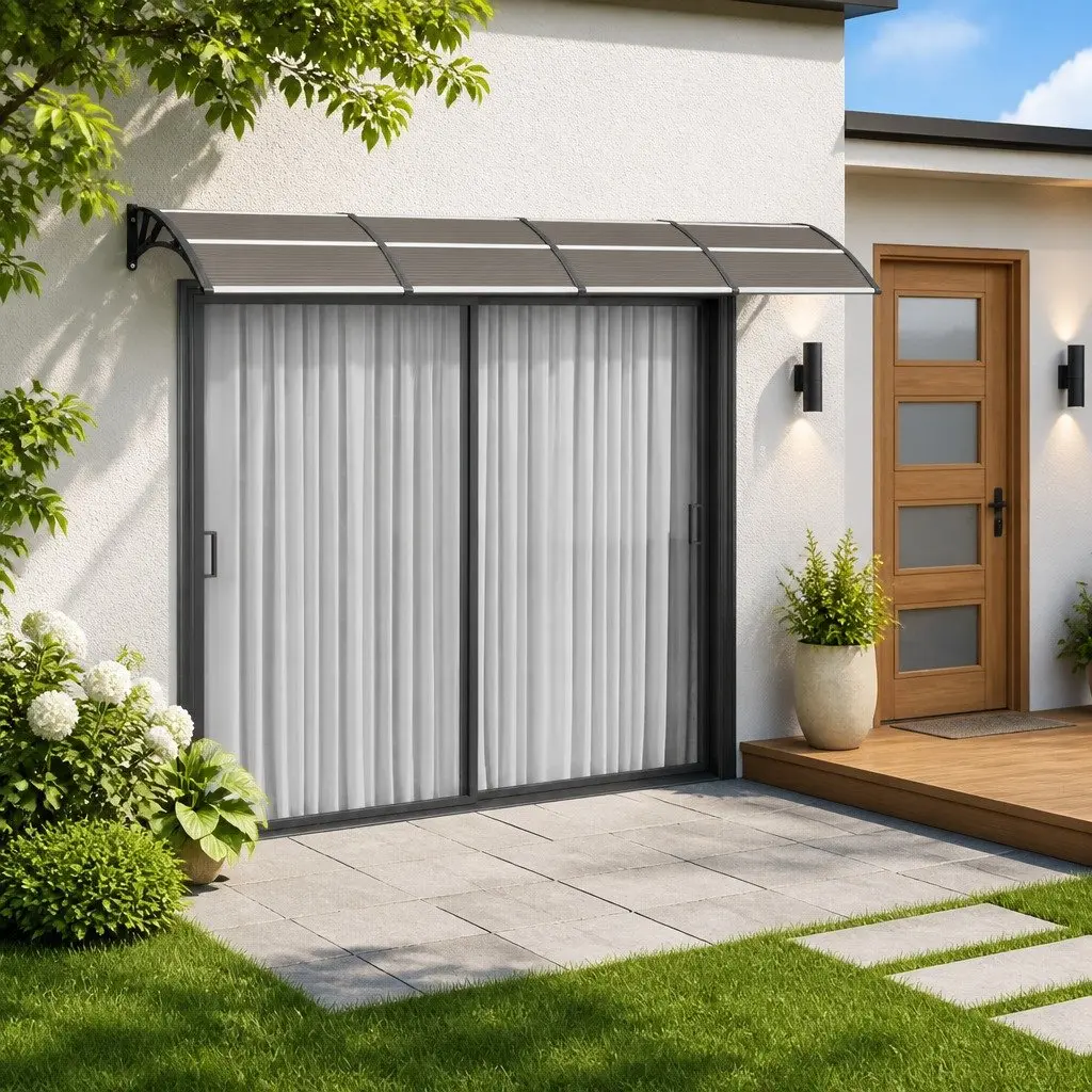 Door Canopy Black 350 x 75 cm Polycarbonate Weather Shield