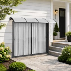 Compact Black Door Awning Canopy 350x100cm