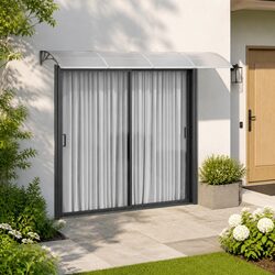 Grey Awning Door Canopy 350x100 cm with Polycarbonate