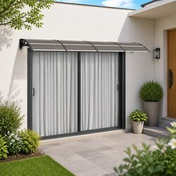 Compact Black Door Canopy 350x100 cm for Weather Shielding