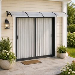 Weather-Resistant Door Canopy in Black – 400x75 cm
