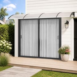 Compact Black Polycarbonate Door Canopy Awning 400x100cm