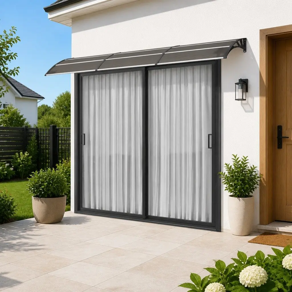 Door Canopy Black 400x100 cm Weather Resistant Polycarbonate Sheets Durable Frame