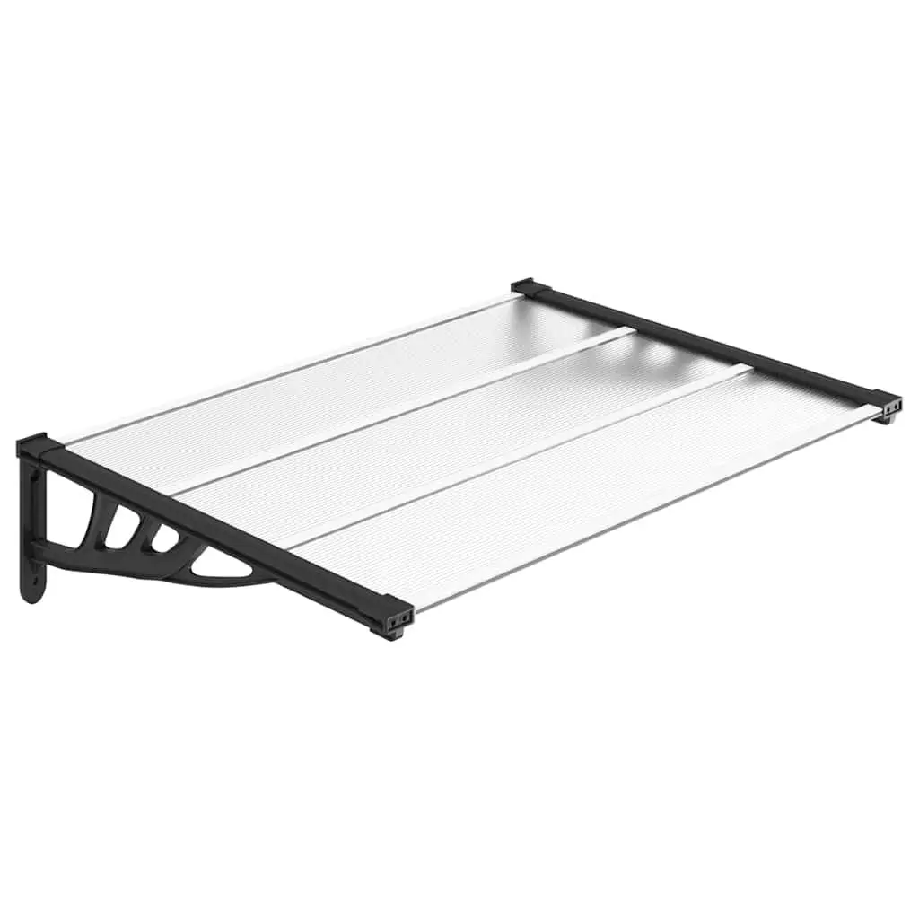 Door Canopy Black Transparent 122x90cm Weather Resistant Polycarbonate Porch Shelter
