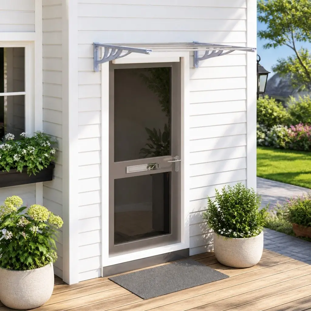 Door Canopy Transparent 122x90cm Polycarbonate Weather Resistant Porch Shelter