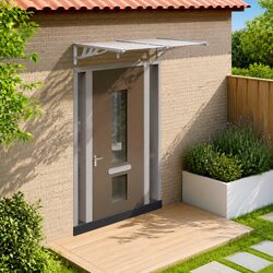 Compact Door Canopy Grey Transparent 152.5x90 cm