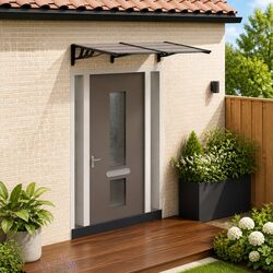 Door Canopy Polycarbonate 152.5x90cm Porch Awning Rain Protection Shelter