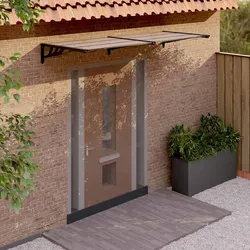 Compact Polycarbonate Door Canopy 239x90cm in Black