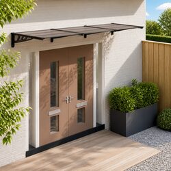 Compact Black Door Canopy Awning 358.5x90cm