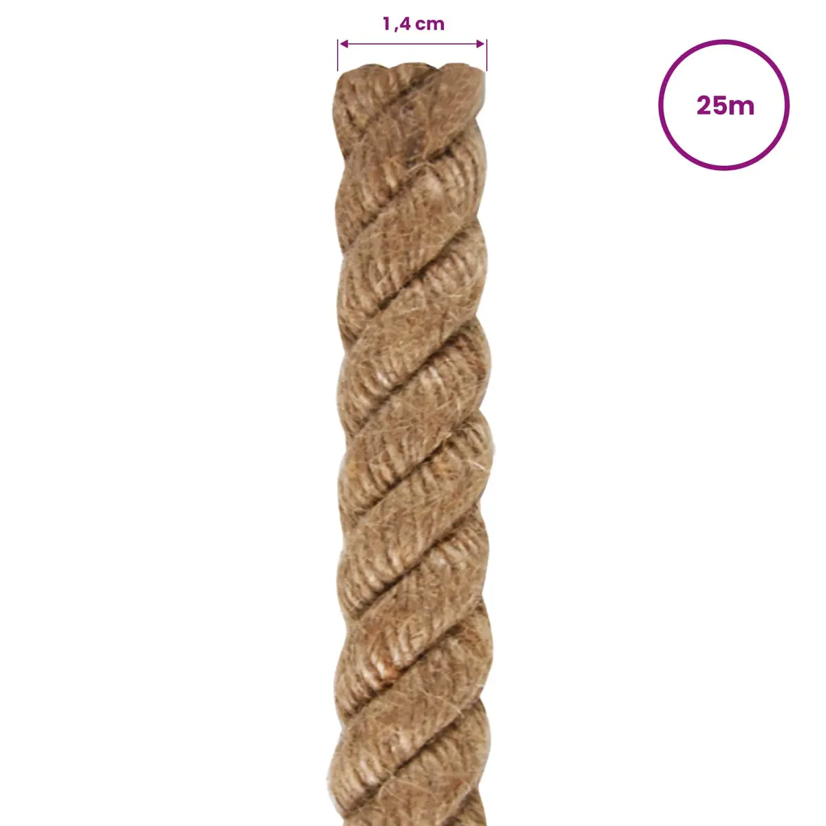 Jute Rope Brown 25m 14mm Thick Natural Braided Twine for Crafts Garden Decorations