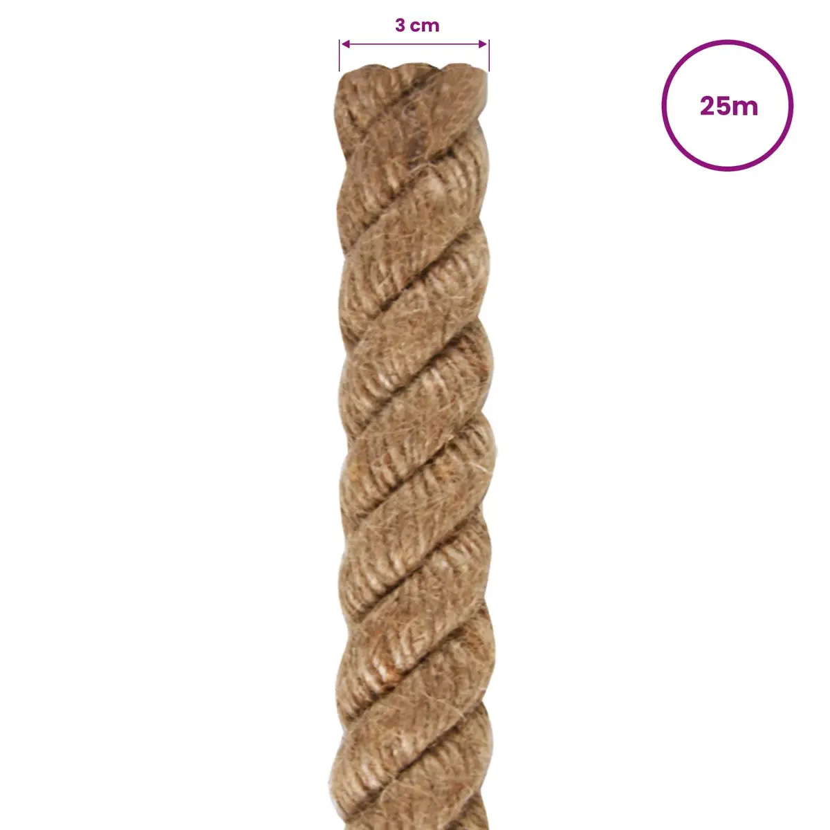 Jute Rope Brown 25m Long 30mm Thick Natural Braided Twine Craft Garden Decoration