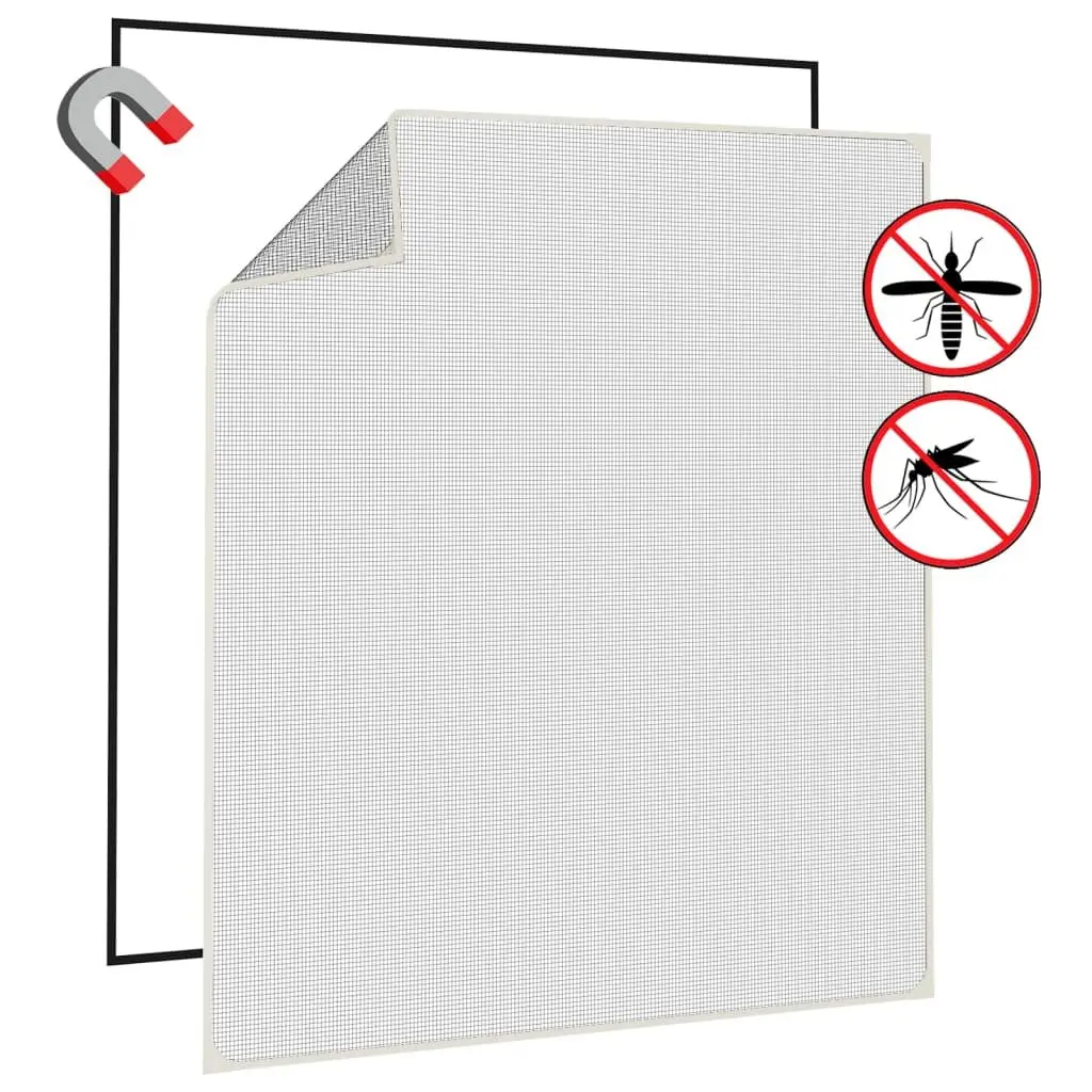 Insect Screen for Windows Fibreglass Mesh Magnetic White 130x150 cm Tool-Free Installation