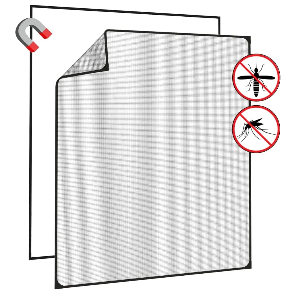 Magnetic Insect Screen Anthracite 130x150 cm Fibreglass Mesh Tool-free Installation