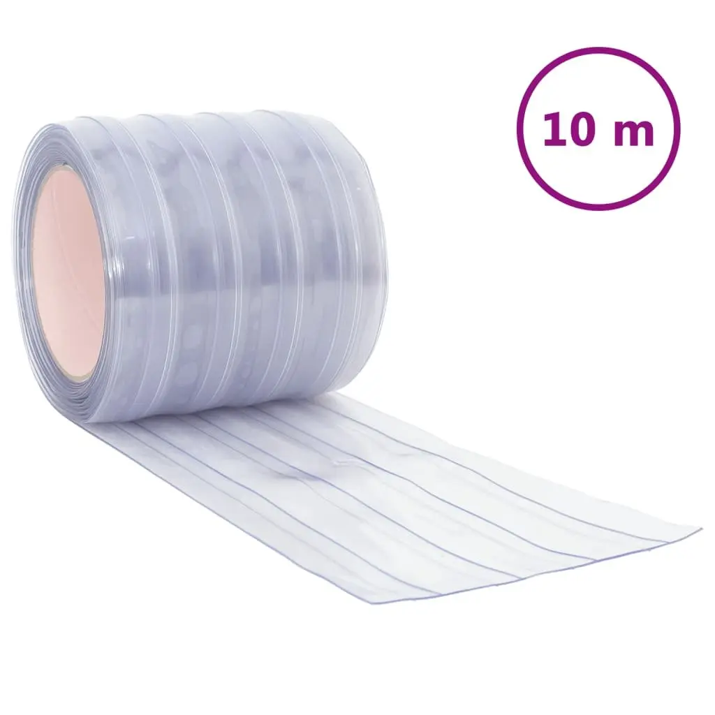 PVC Door Curtain Strip Transparent 200mm x 1.6mm Thermal Insulation 10m Roll