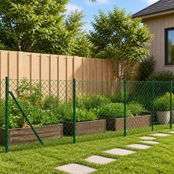 Chain Link Fence Panel Green 0.8x10m Spike Anchors Durable Outdoor Barrier