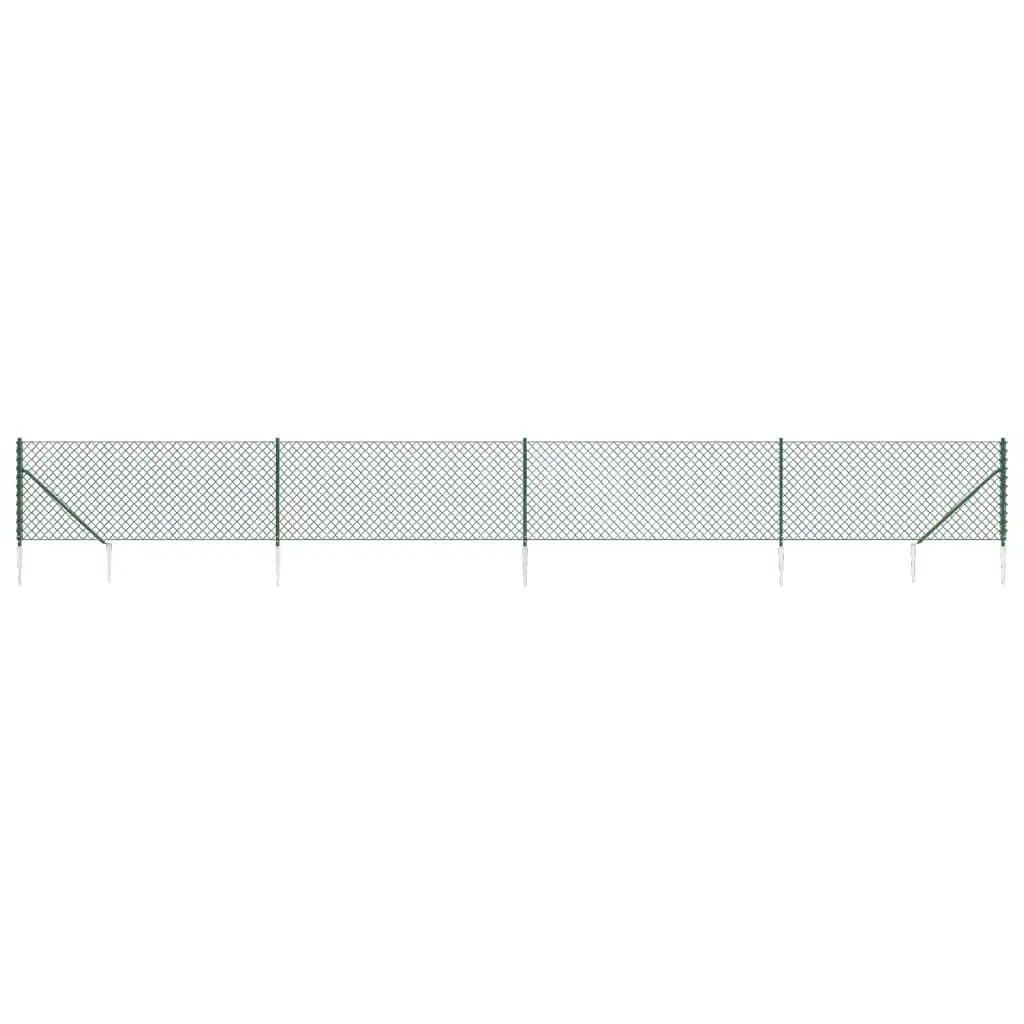 Chain Link Fence Green 1x10m Durable Steel Construction with Spike Anchors