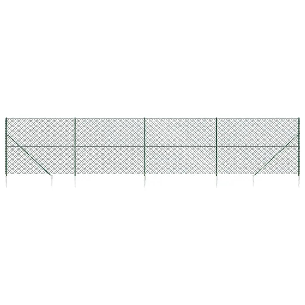 Chain Link Fence Panel Green 1.6x10 m Spike Anchors Barrier Enclosure