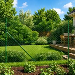 Concise, Strong Green Chain Link Fence with Spike Anchors