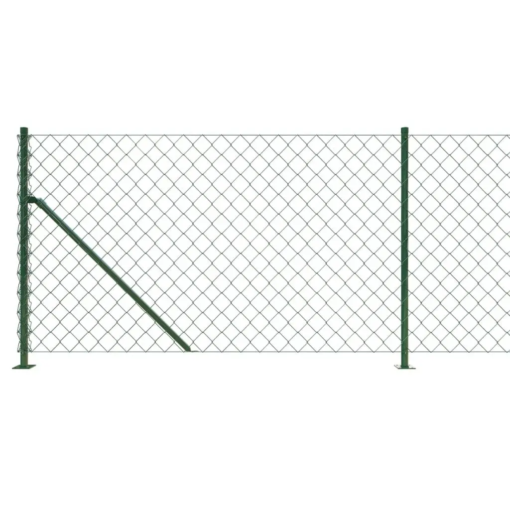 Chain Link Fence Panel 1x25m Green Flange Floor Mount Outdoor Barrier Enclosure