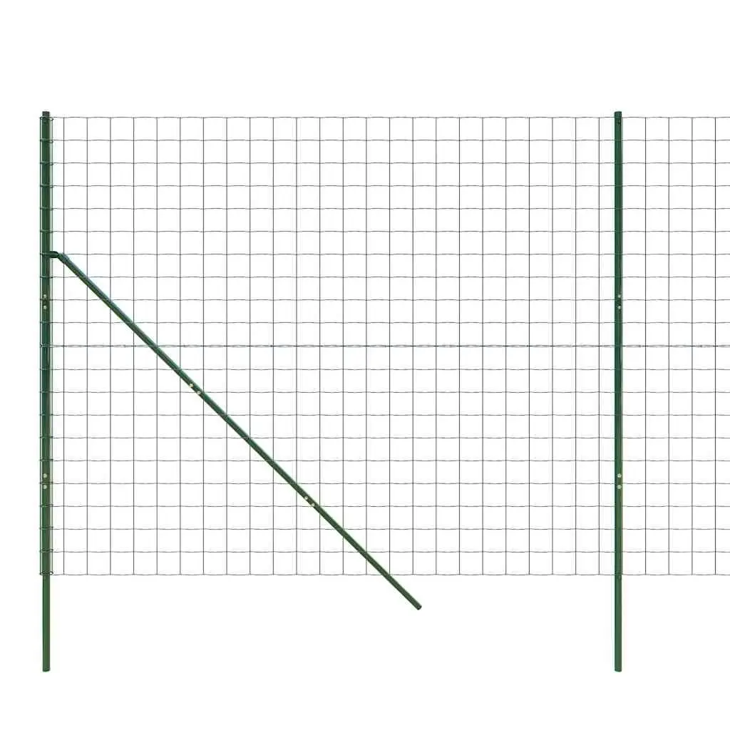 Wire Mesh Fence Panel Green 1.4x25 m Galvanised Steel Durable Outdoor Barrier