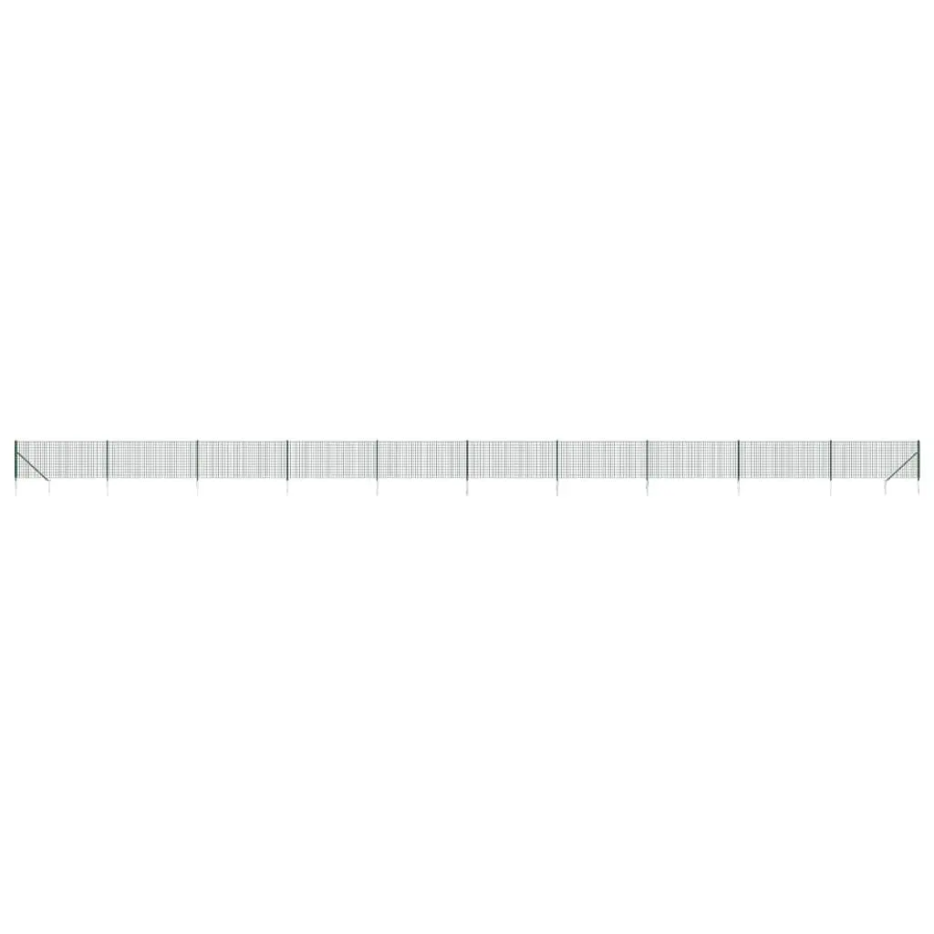 Garden Fence Panel Green 1x25m Durable Steel Construction with Spike Anchors for Secure Outdoor Barrier