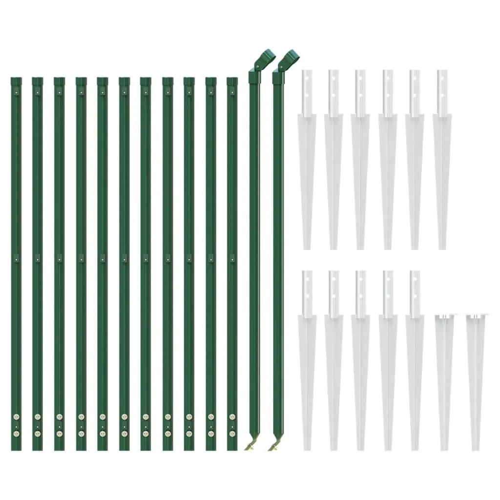 Garden Fence Panel Green 1x25m Durable Steel Construction with Spike Anchors for Secure Outdoor Barrier