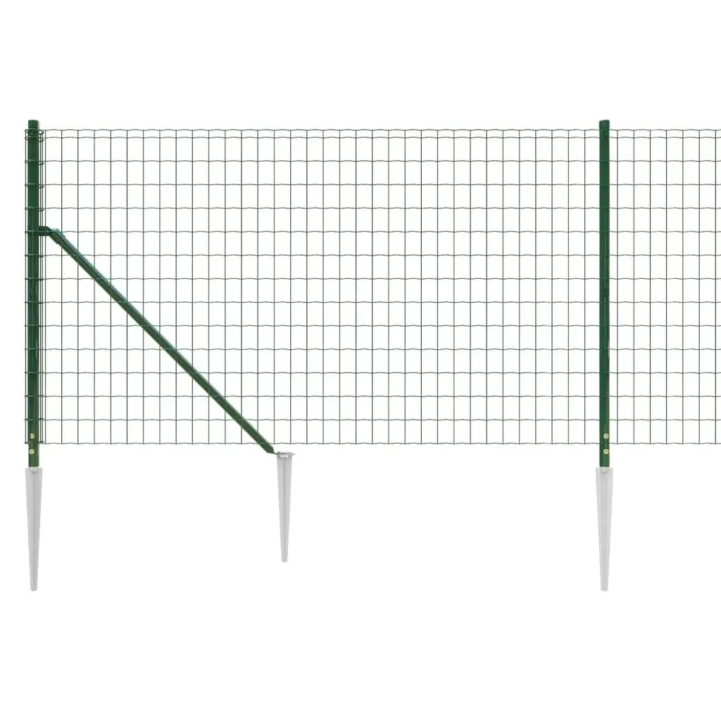 Garden Fence Panel Green 1x25m Durable Steel Construction with Spike Anchors for Secure Outdoor Barrier