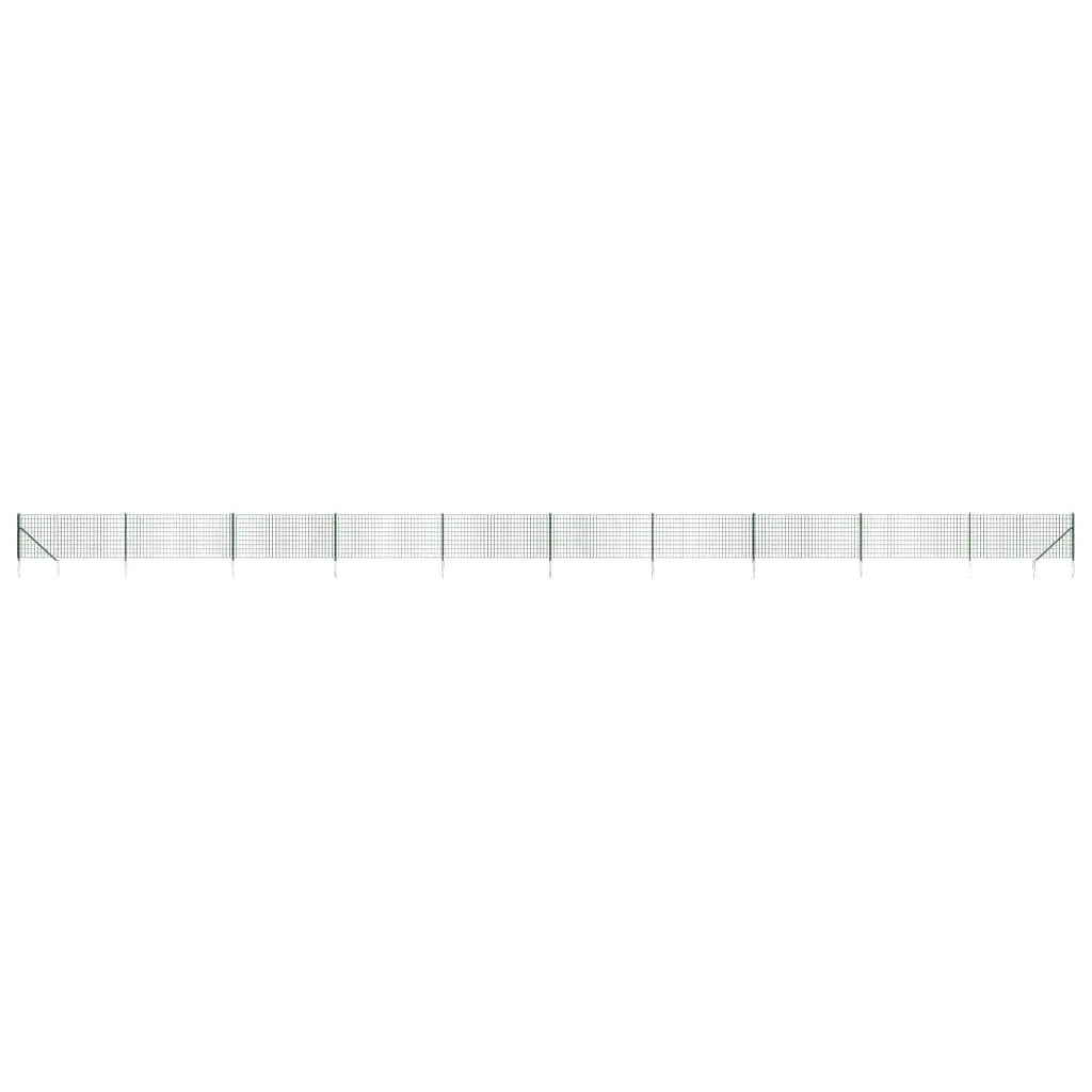 Wire Mesh Fence Panel Green 1.1m Height 25m Length Durable Galvanised Steel with PVC Coating and Spike Anchors