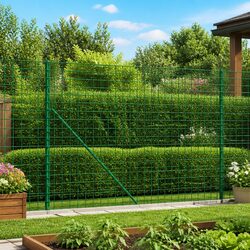 Wire Mesh Fence Panel Green 1.4m x 25m Garden Barrier with Spike Anchors